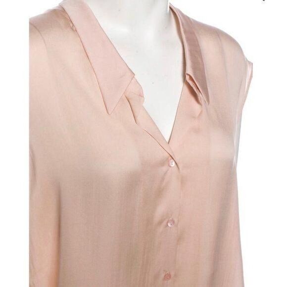 THEYSKENS’ THEORY Light Pink Hi-Low Silk Blouse - Picture 4 of 4